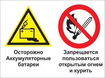 Кз 33 осторожно - аккумуляторные батареи. запрещается пользоваться открытым огнем и курить. (пластик, 600х400 мм) - Знаки безопасности - Комбинированные знаки безопасности - Магазин охраны труда ohranatruda-shop.ru